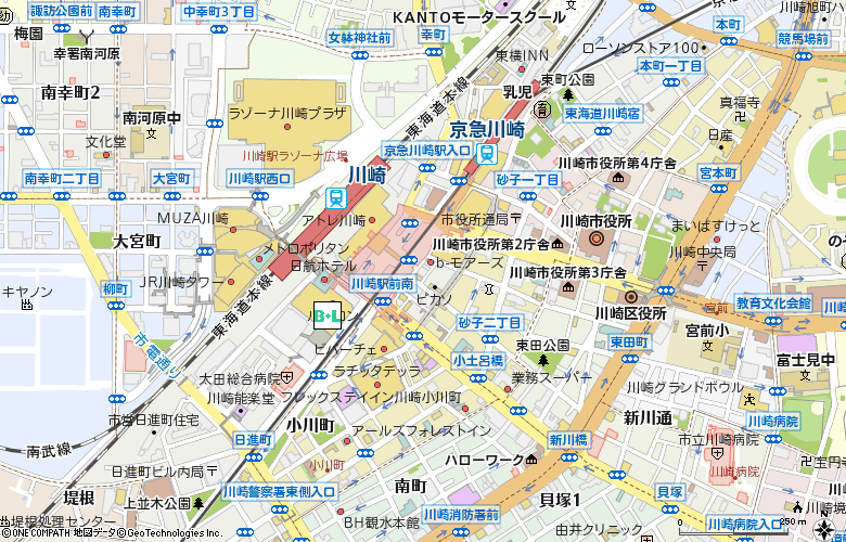 富士コンタクト　川崎ルフロン店付近の地図